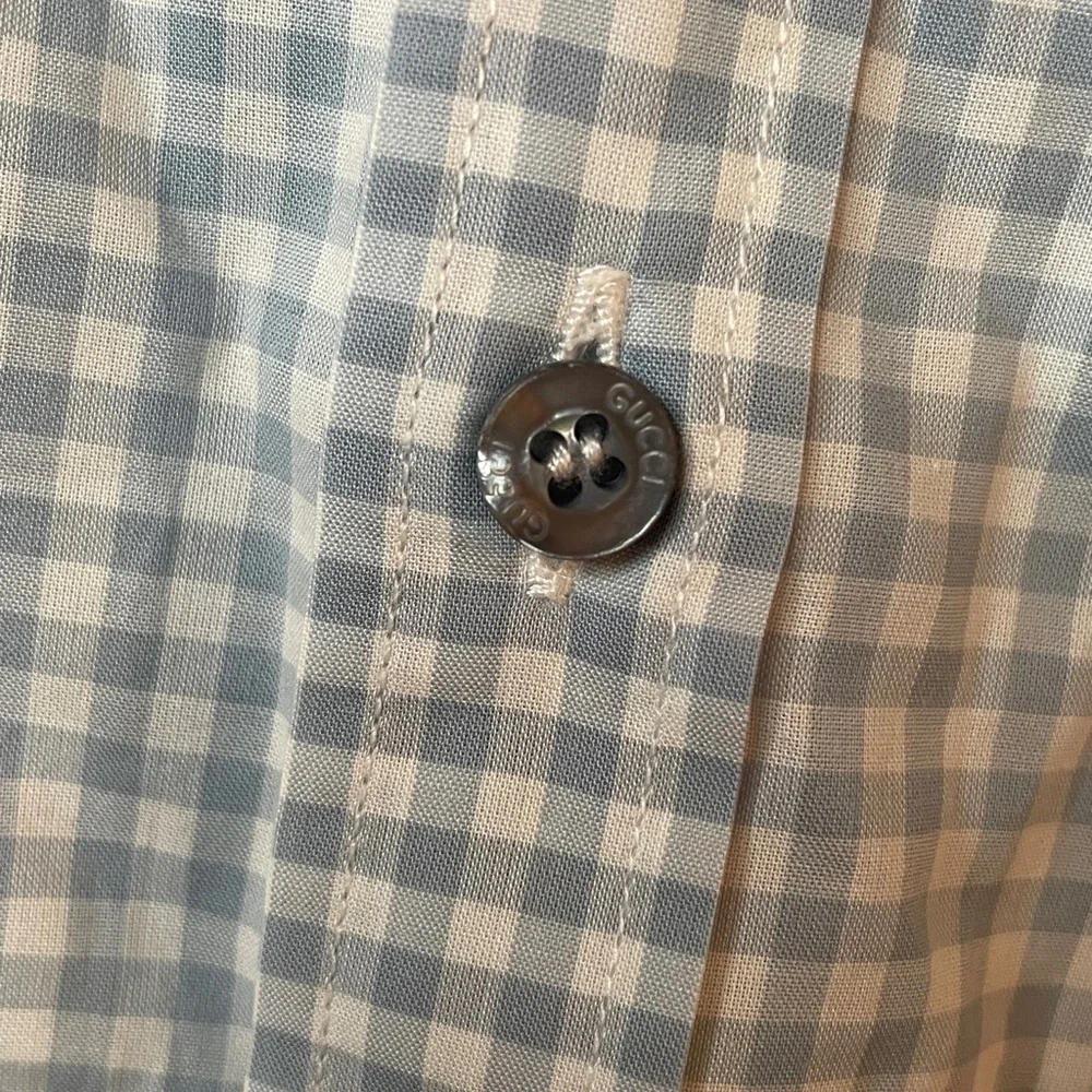 Gucci Light Blue Checkered Casual Shirt size 41/16